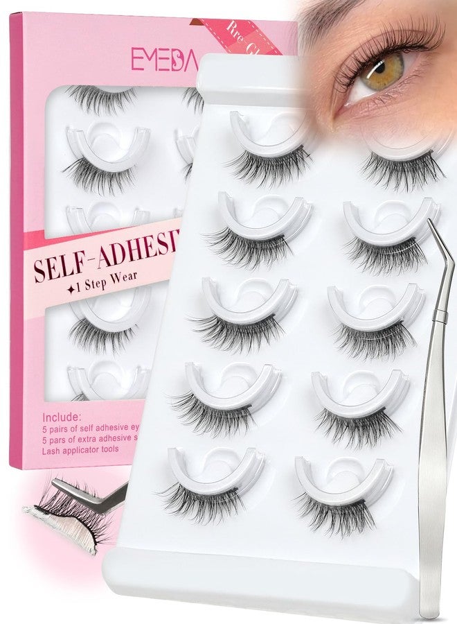 إيميدا رموش ذاتية اللصق، مثبتة مسبقًا بدون غراء - رموش صناعية طبيعية 3/4 زاوية، مقاومة للماء، خفيفة، لا تحتاج إلى غراء، 5 أزواج من إيميدا (نصف رموش 874) - Image 1